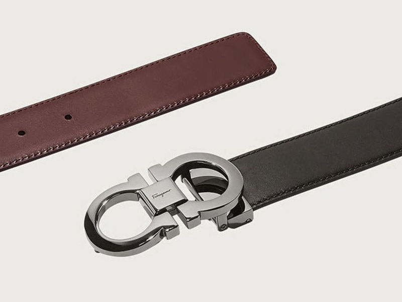 Cinturón ajustable y reversible - Negro/Rojizo
