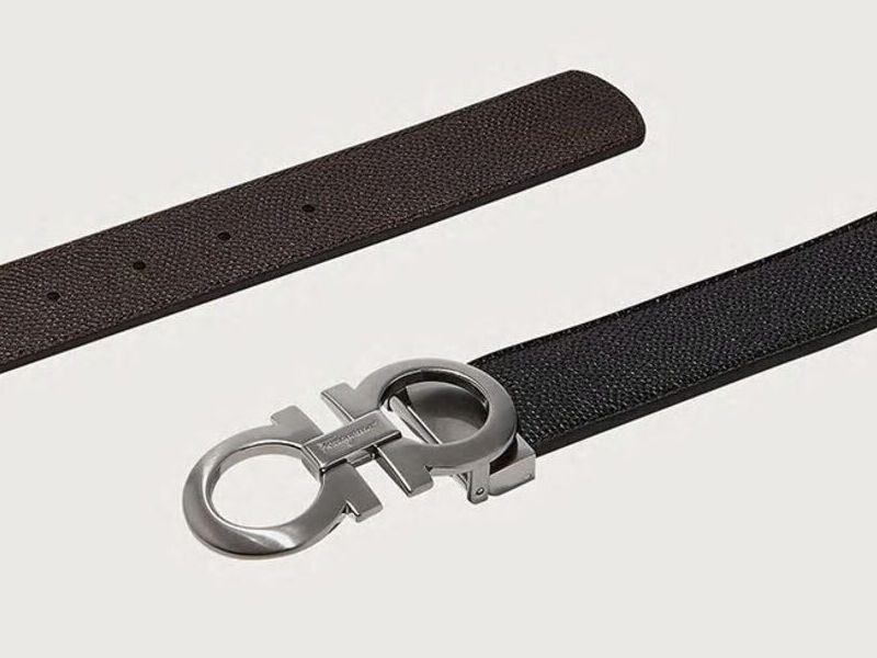 Cinturón Reversible con Gancini - Negro/Choco