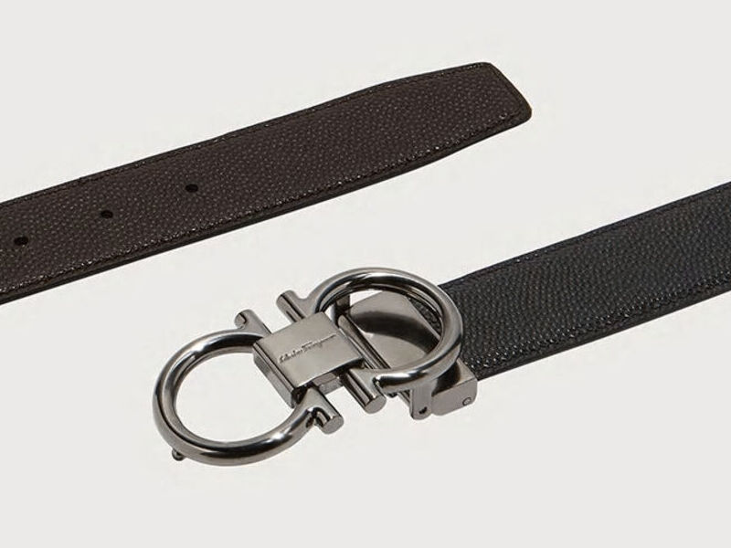 Cinturón Gancini y Reversible - Negro/Choco